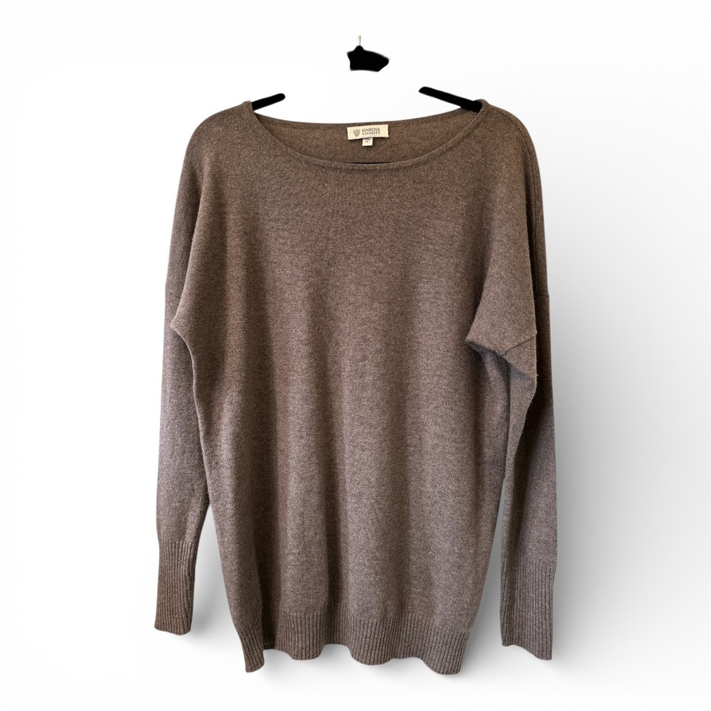 !! SOLD !! 100% Cashmere Brown Crew Neck Pullover Sweater‎ Womens L | Kinross